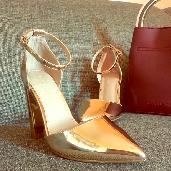 asos rose gold block heel